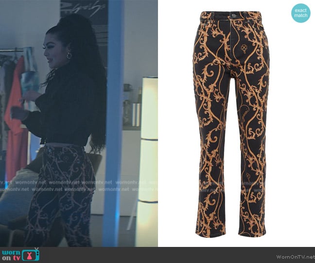 Ganni Cutye-Cropped printed slim-straight jeans worn by Sophie (Niccy Lin) on You