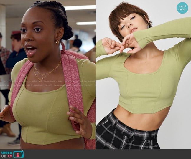 Garage Long Sleeve Corset Style Tee worn by Bracia Charles (Tameka Griffiths) on Ginny & Georgia