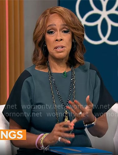 Gayle King’s green and black dress on CBS Mornings