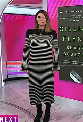 Gillian Flynn’s black striped sweater dress on Today