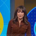 Ginger’s brown velvet shirtdress on Good Morning America