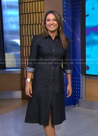 Ginger’s indigo denim shirtdress on Good Morning America