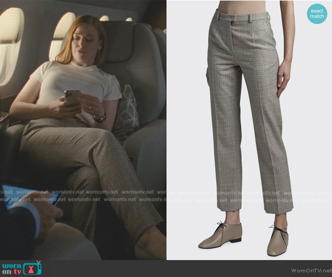 Giorgio Armani Tweed Mini Plaid Classic Slim-Leg Pants worn by Shiv Roy (Sarah Snook) on Succession