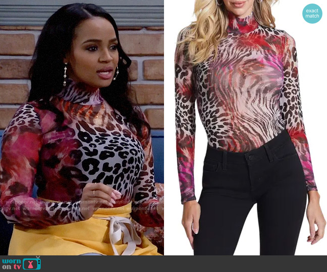 Guess Kamaria Top in Wildcard Print worn by Randi (Kyla Pratt) on Call Me Kat