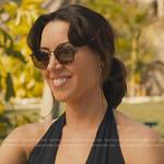 Harper’s black swimsuit with gold hardware on The White Lotus