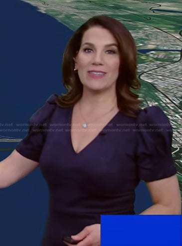 Heather’s navy puff sleeve dress on Good Morning America