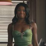 Hilary’s green embellished crop top and pants on Bel-Air