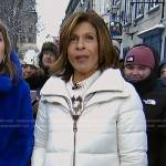 Hoda’s white puffer zip coat on Today