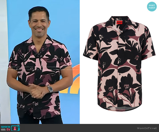 Hugo Boss Ellino Cotton Printed Casual Shirt worn by Jay Hernandez on Today