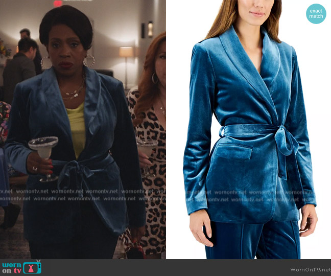 INC International Concepts Velvet Wrap Blazer worn by Barbara Howard (Sheryl Lee Ralph) on Abbott Elementary