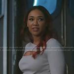 Iris’s grey cutout rib knit top on The Flash