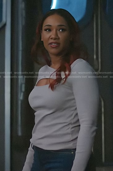 Iris’s grey cutout rib knit top on The Flash