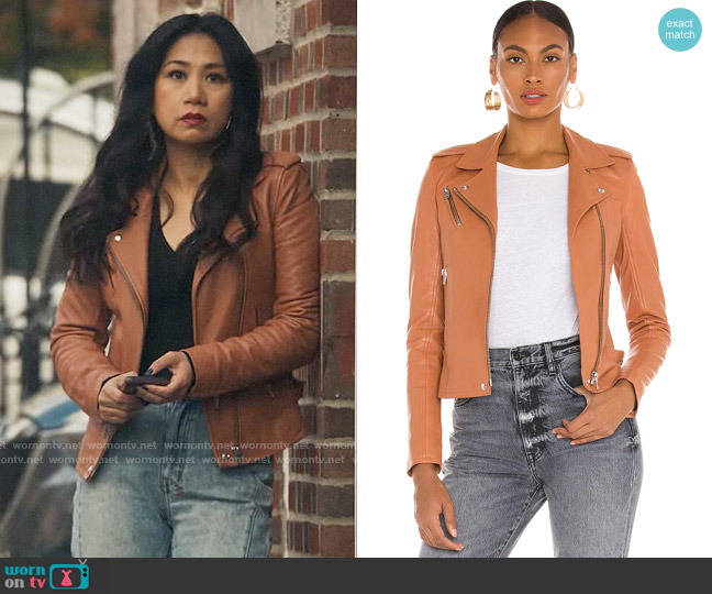 IRO Newhan Jacket in Terracota worn by Melody Bayani (Liza Lapira) on The Equalizer