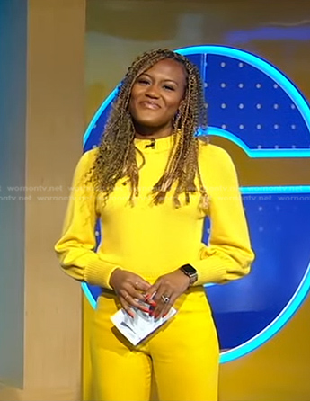 Janai’s yellow sweater on Good Morning America