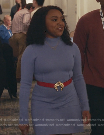 Janine’s purple mini dress on Abbott Elementary