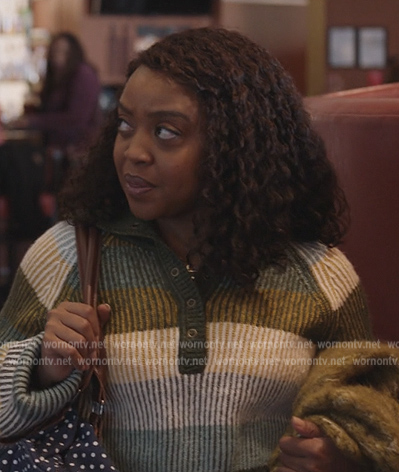 Janine’s green stripe sweater on Abbott Elementary
