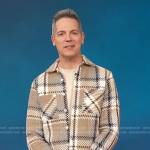 Jason Kennedy’s beige plaid shirt on Access Hollywood