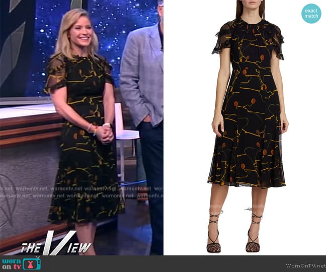 Jason Wu Collection Floral Silk-Chiffon Midi-Dress worn by Sara Haines on The View
