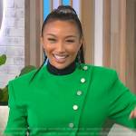 Jeannie Mai’s green cropped jacket and skirt on Sherri