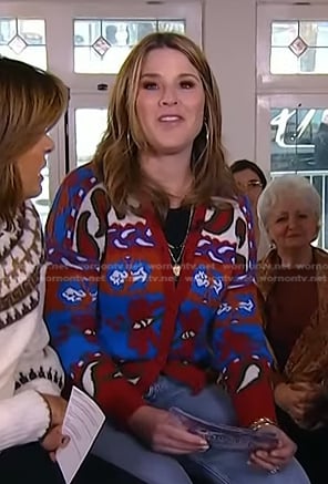 Jenna’s red paisley cardigan on Today