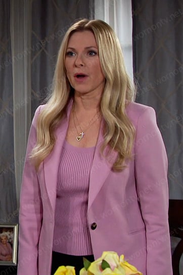 Jennifer’s pink ribbed top and blazer on Days of our Lives