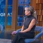 Jennifer’s grey sleeveless turtleneck and yellow boots on Good Morning America