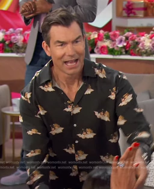 Jerry’s black printed shirt on The Talk