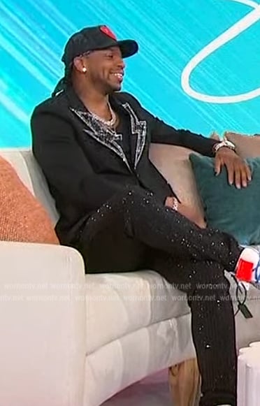 Jimmie Allen’s black bolt embellished blazer on Sherri