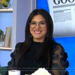 Joelle Garguilo’s black polka dot sheer sleeve top on Today