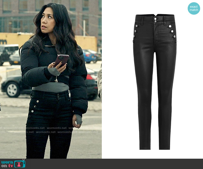 Joe's Jeans Georgia High-Rise Stretch Coated Skinny Jeans worn by Melody Bayani (Liza Lapira) on The Equalizer