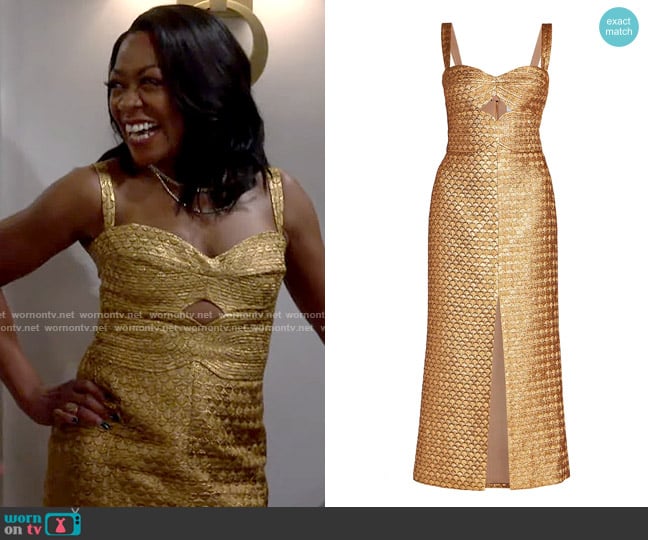 Johanna Ortiz Ideal Universe Midi-Dress worn by Tina Butler (Tichina Arnold) on The Neighborhood