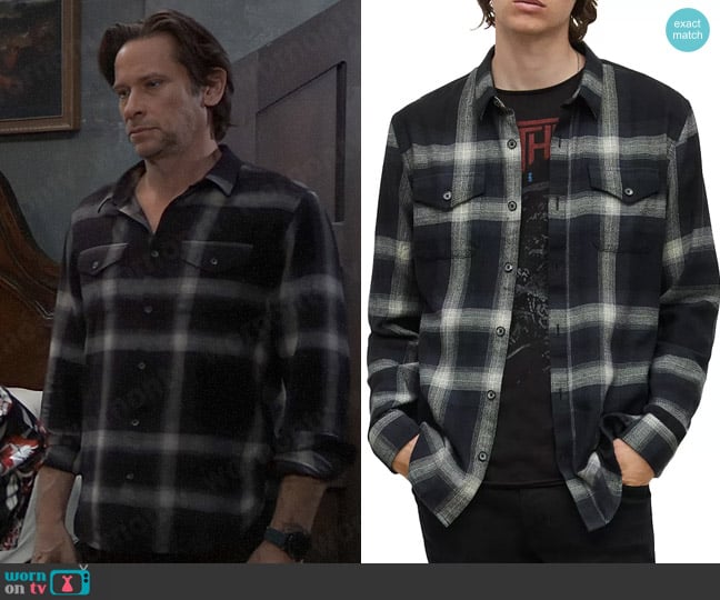 John Varvatos Dale Shirt in Iron Gray worn by Austin Gatlin-Holt (Roger Howarth) on General Hospital
