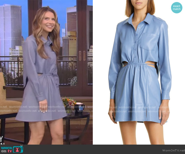 Jonathan Simkhai Shaelyn Cutout Waist Long Sleeve Faux Leather Shirtdress