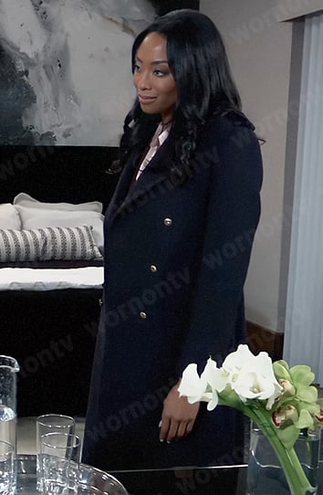 Jordan’s navy coat on General Hospital