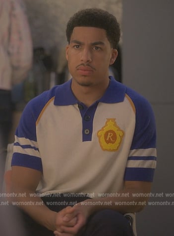 Junior’s white and blue polo shirt on Grown-ish