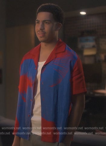 Junior’s red mushroom print shirt on Grown-ish