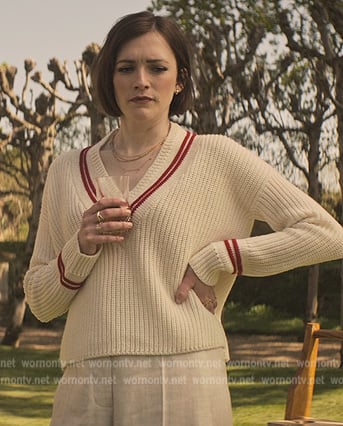 Kate’s white contrast stripe knit sweater on You