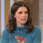 Katherine Schwarzenegger’s blue metallic sweater and pants on Sherri