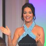 Katy’s black and blue beaded halter dress on American Idol