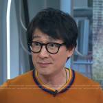 Ke Huy Quan’s orange striped neck sweater on Today