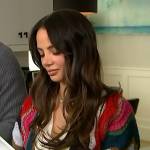 Keleigh Sperry’s crochet knit cardigan on Access Hollywood