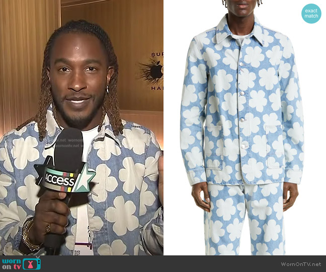 Kenzo Floral Denim Workwear Jacket worn by Scott Evans on Access Hollywood