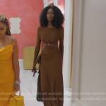 Kiki’s brown ring detail cutout dress on The Real Housewives of Miami