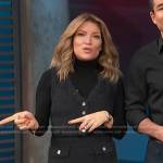 Kit’s black knit vest and mini skirt on Access Hollywood
