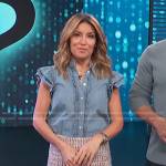 Kit’s ruffle chambray top and tweed mini skirt on Access Hollywood
