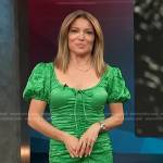 Kit’s green crinkle satin dress on Access Hollywood