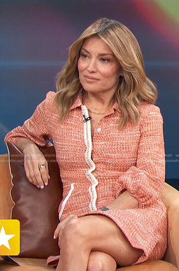 Kit’s orange tweed mini dress on Access Hollywood