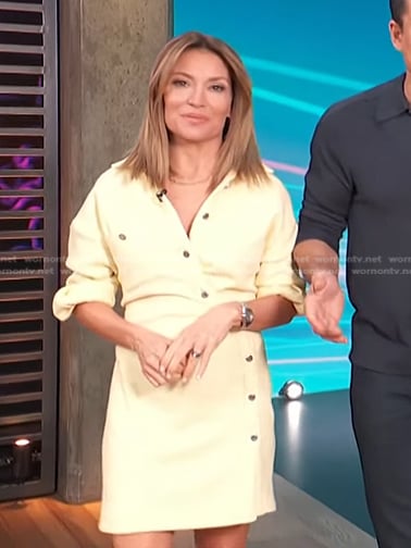 Kit’s yellow asymmetric button shirtdress on Access Hollywood