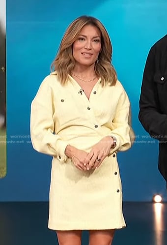 Kit’s yellow asymmetric button shirtdress on Access Hollywood