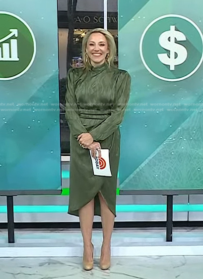 Kristen O’Keefe’s green wrap hem dress on Today